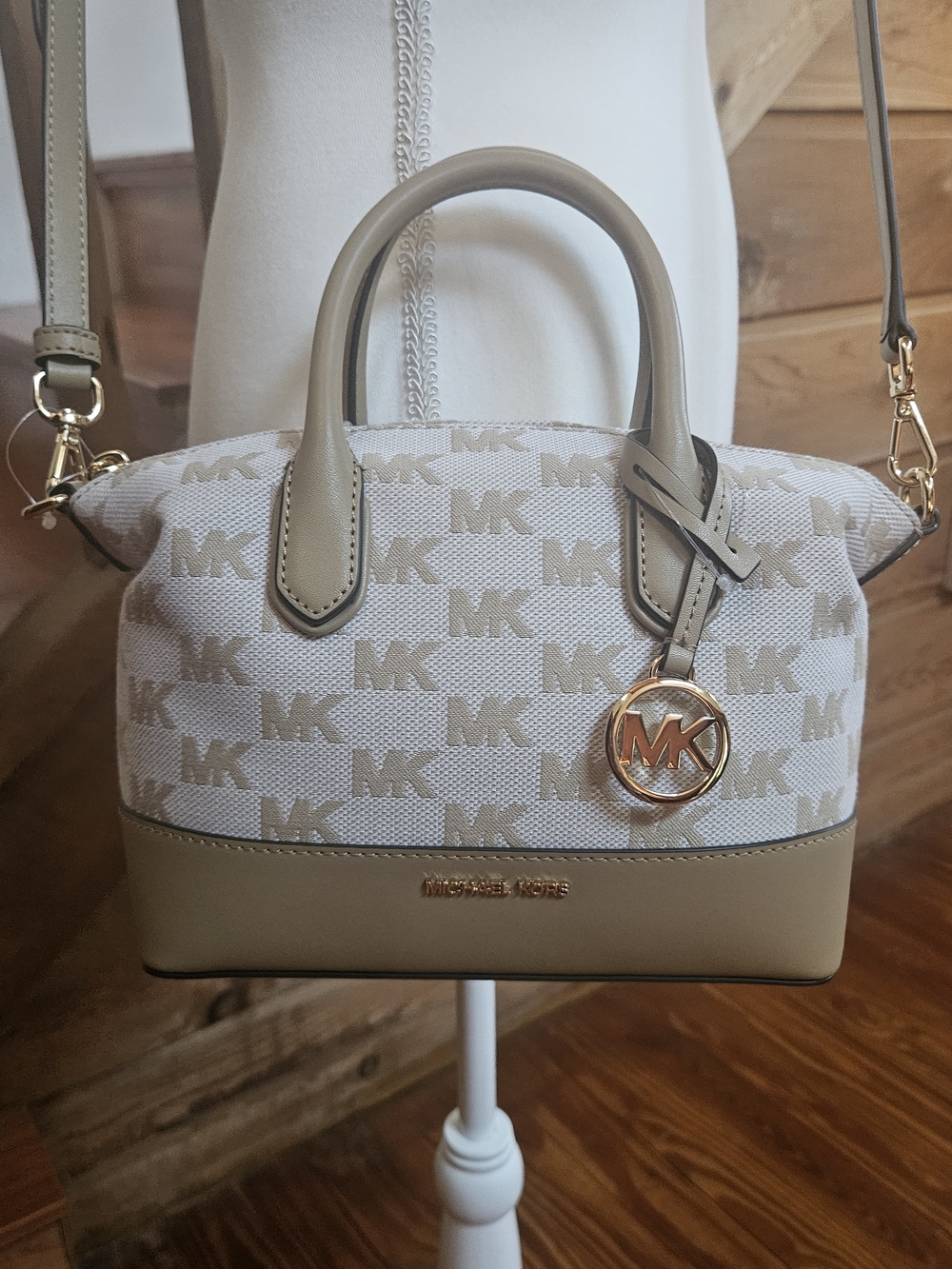Michael Kors Beige and Vanilla Signature Satchel